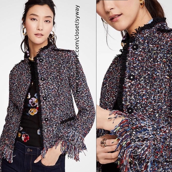 Ann Taylor Fiesta Tweed Fringe Blazer Jacket - Picture 1 of 14